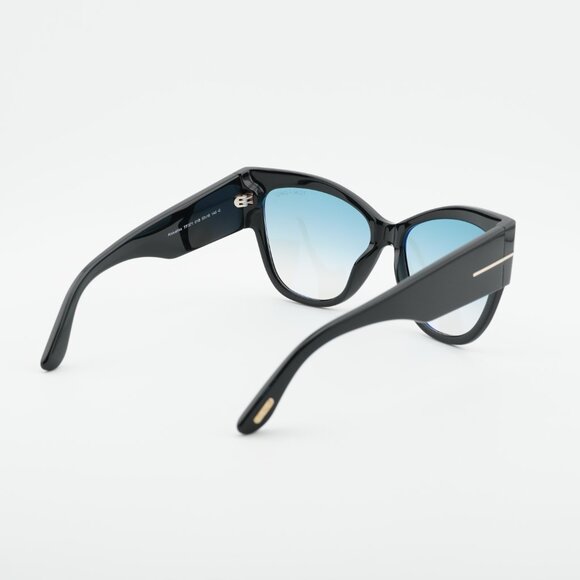 Tom Ford Anoushka FT0371 01B Sunglasses Shiny Black Cat Eye Frame, Grey Lenses main image 3